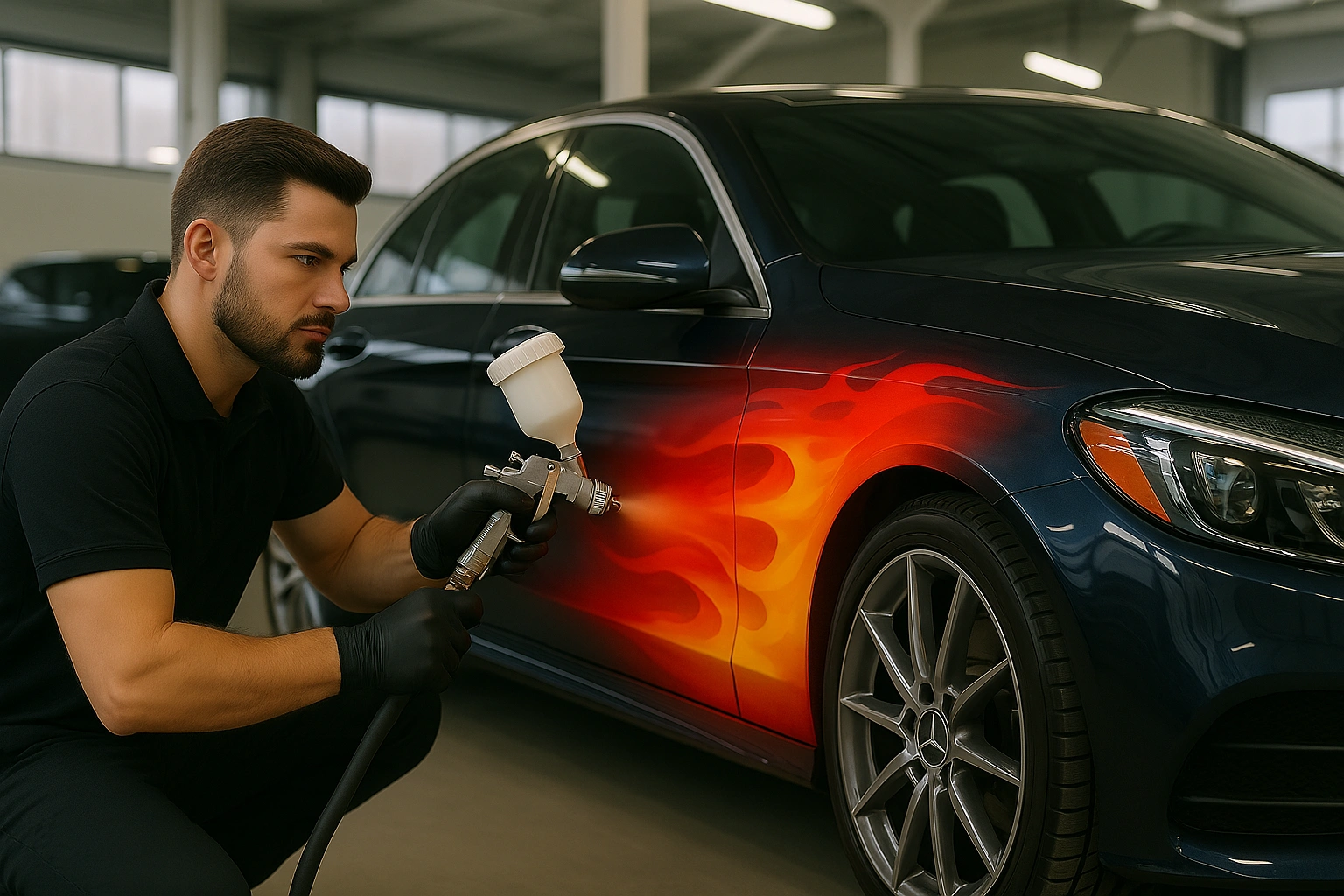 Premium custom auto paint on luxury car body in Plano, TX