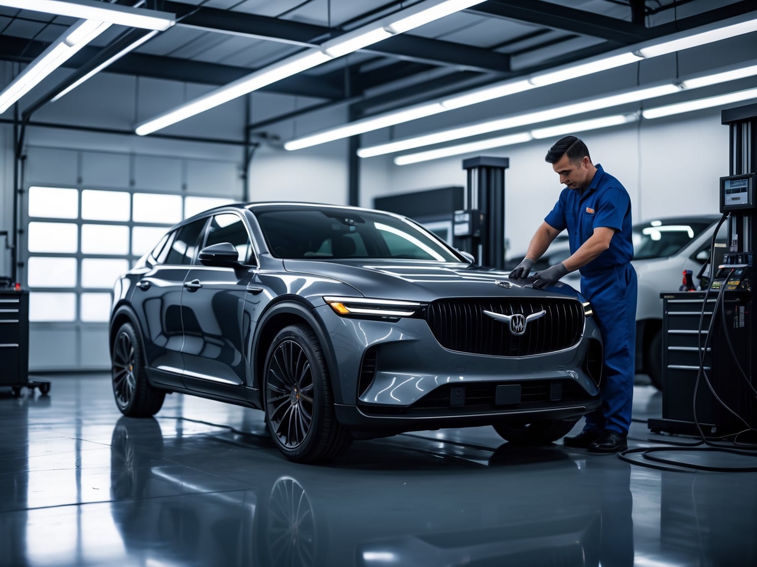 Expert Auto Body Repair technicians performing frame measurement in Plano TX
