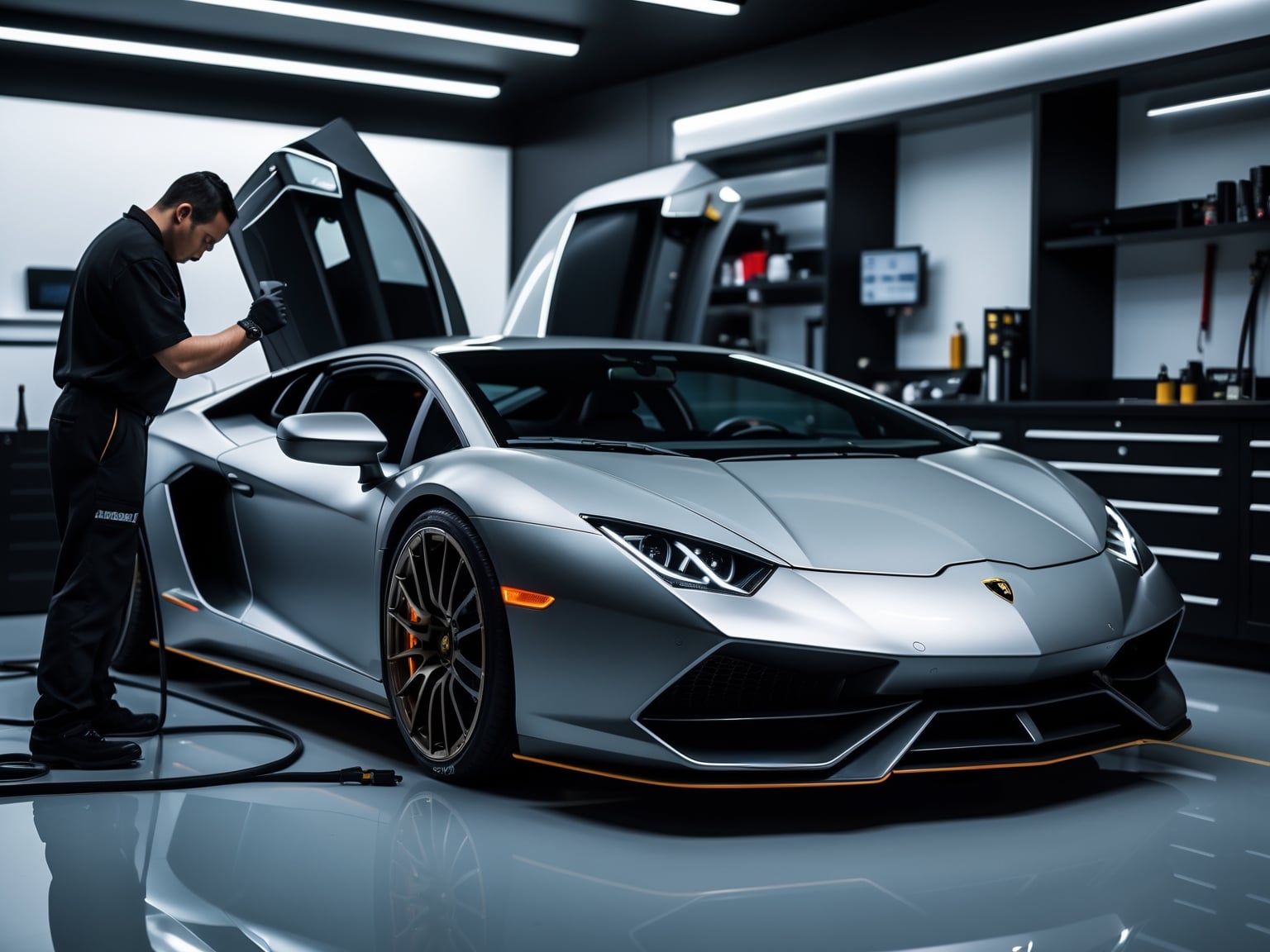Technician providing Premium Concierge Auto Body Service Plano TX at client's home